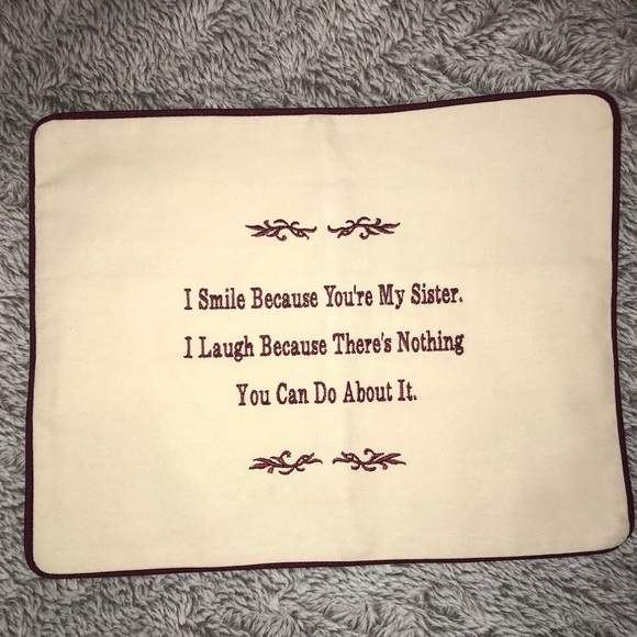 Other - NEW!! PILLOWCASE EMBROIDERED “SISTERS” 👯‍♀️